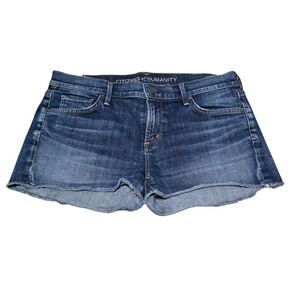 Citizens Of Humanity Blue Jean Shorts with Raw Hem
